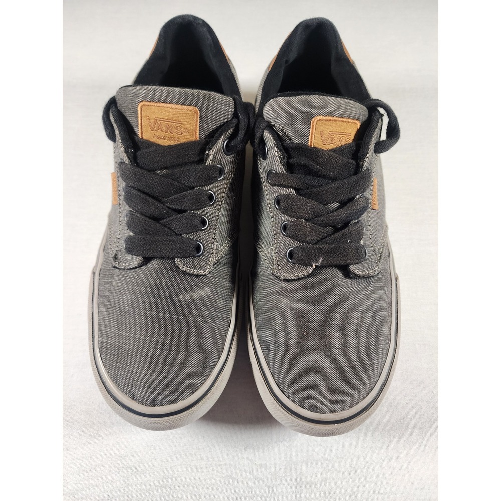 Vans Atwood Deluxe Mens 8.5 Gray Denim Textile Skate Shoes Low Top Sneakers - Picture 4 of 9